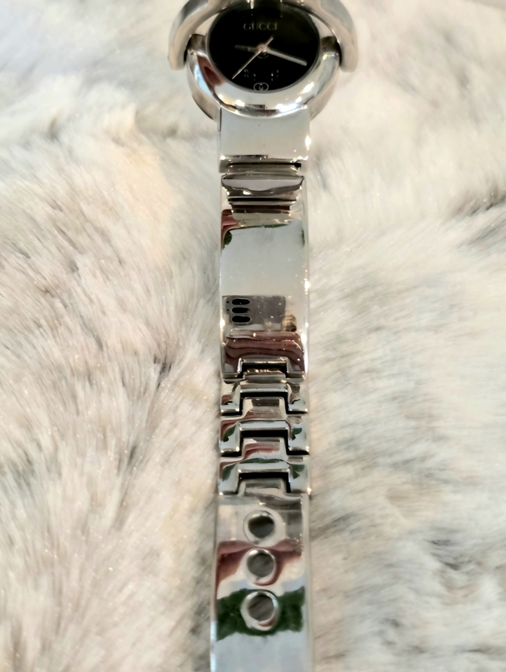 Gucci Vintage Silver and Black Buckle Adjustable Bracelet Bangle Watch Timepiece - Picture 8 of 13